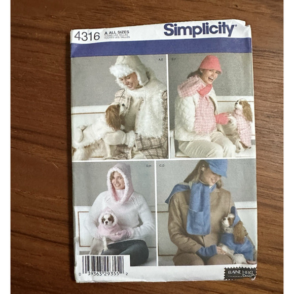 UNCUT Simplicity 4316 Pattern Elaine Heigl Misses Hat & Dog Accessories - Picture 1 of 2